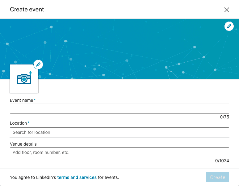LinkedIn Events: Den første halvdel af begivenhedssiden.
